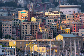 View of Genoa and its port, Italy