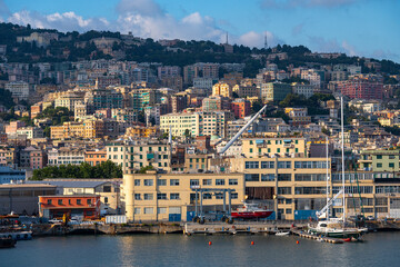 Obraz premium View of Genoa and its port, Italy