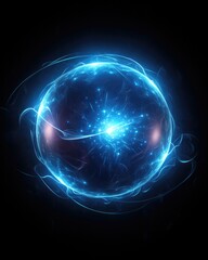 Obraz premium An abstract image of a glowing sphere with a blue light. Generative AI.
