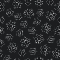 Snowflakes pattern. Seamless pattern on black background