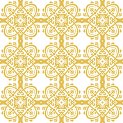 Classic seamless vector pattern. Damask orient ornament. Classic vintage background. Orient yellow white pattern for fabric, wallpapers and packaging