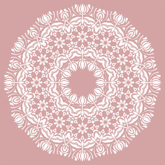 Elegant vintage vector ornament in classic style. Abstract traditional round purple white ornament with oriental elements. Classic vintage pattern