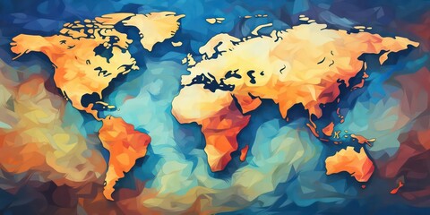 World map depicted in a vector abstract.