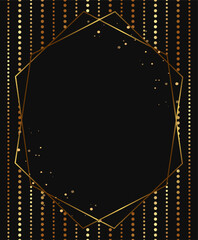 Abstract vector holiday background with shining frame and golden sparkle dots