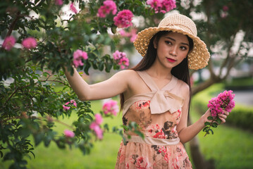 woman with flowers