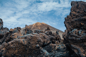 Mountain Teide top view with tracks