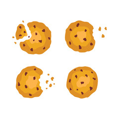 Cookies with crumbs vector cartoon set icon. Vector illustration biscuit on white background.