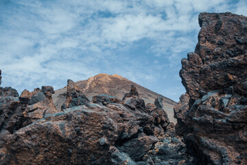 Mountain Teide top view with tracks
