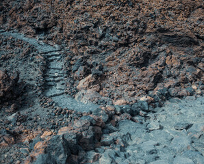 Mountain Teide top view with tracks