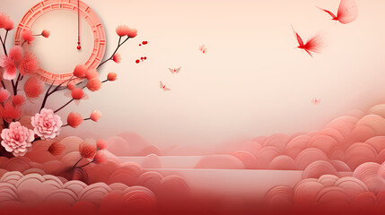Chinese and Japanese style nature pictures Has a pastel colored background. For various designs or festivals such as New Year, carnival, abstract.
3d podium for valentine day
