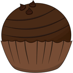 chocolate ball with chocolate chip, dessert bakery, vector illustration
