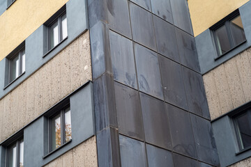 yellow grey modern facade of a building