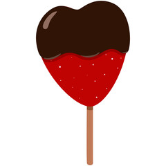 strawberry with chocolate dipped, fruit stick, fruit dessert, vector illustration, healthy food