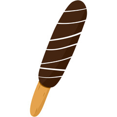 bread stick with chocolate and white chocolate, desert snack, sweet food, vector illustration