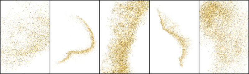 Gold Glitter Texture Isolated On White. Abstract Stardust Background. Golden Explosion Of Confetti. Vector illustration collection.