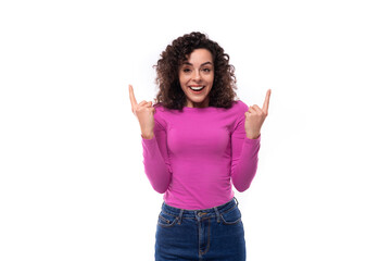 young well-groomed brunette woman with stylish hair styling by curly method