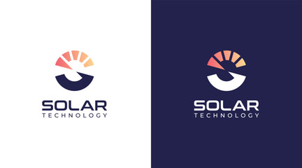 Sun logo vector. Solar logo design with initial letter S