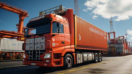 Fototapeta premium 3d realistic container trucks