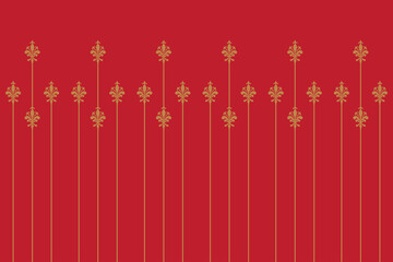 Ornate of vintage style pattern. Classic style stripes gold on red background. Design print for textile, festiv, ornament, gift, wrapping, card, textile, wallpaper, background. Set 180