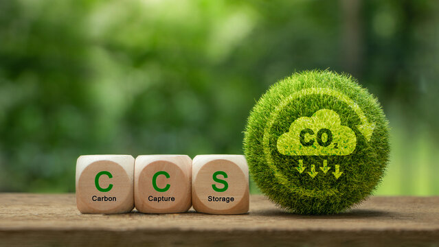 Carbon Capture and Storage (CCS) concept. Reducing carbon emissions commitment to limit climate change and global warming.Net zero action concept. Save energy, green energy, reduce carbon footprint.