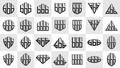 Simple line abstract lowercase letter B BBB BBBB logo design set © Artswolf