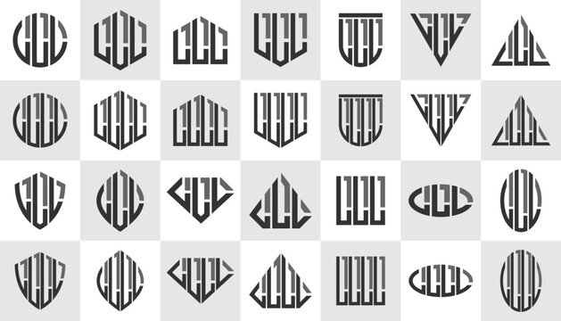 Collection of modern line shape initial letter L LLL LLLL logo design