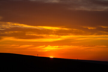 View of sunset in the Caucasus mountains