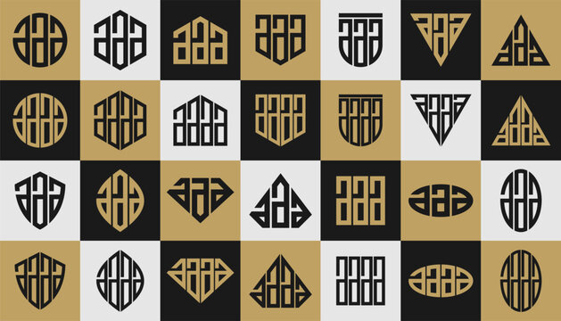 Minimalist line shape lowercase letter A AAA AAAA logo design set