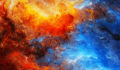 Fotobehang Abstract background of flame and water. Art bright pattern.  Fractal artwork for creative graphic design © Alena