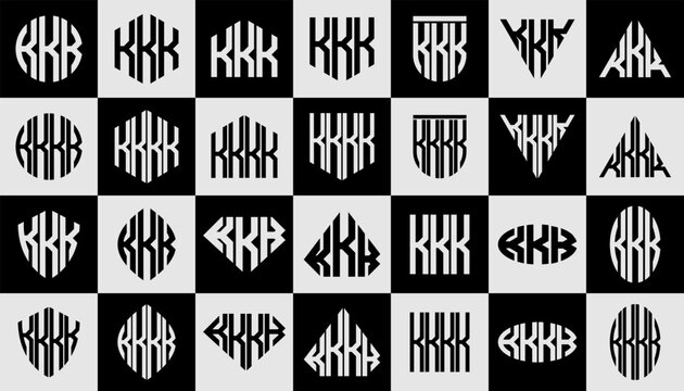 Set of geometric line shape letter K KKK KKKK logo design