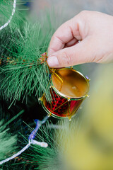 Fototapeta premium Christmas decorations on abstract background