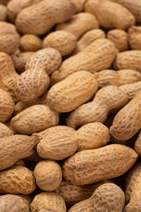 Roasted peanuts in shell. Food background of peanuts