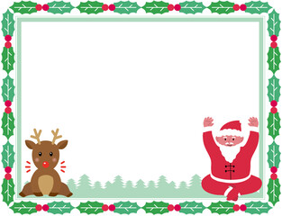Christmas frame with Rudolph and Santa