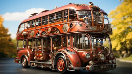 Foto op Canvas 3d realistic double-decker bus © avivmuzi
