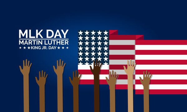 Martin Luther King Jr. Day vector template Celebrating Civil Rights and Equality with MLK Tribute and Inspirational Unity. background, banner, card, poster design.