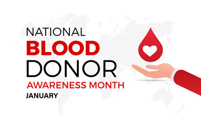 National Blood Donor Month vector template. Saving Lives with Blood Donation and Medical Support Illustration. background, banner, card, poster design.