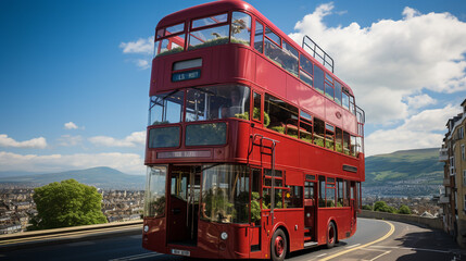 3d realistic double-decker bus