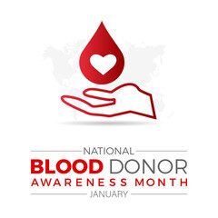 National Blood Donor Month vector template. Saving Lives with Blood Donation and Medical Support Illustration. background, banner, card, poster design.