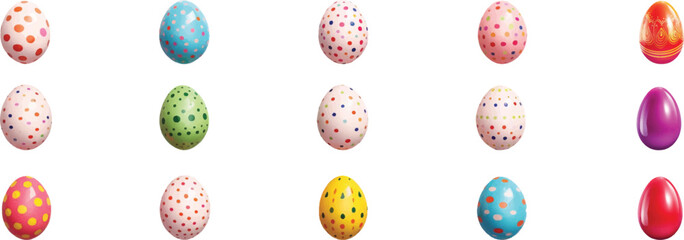 Set of watercolor Easter eggs on white background.