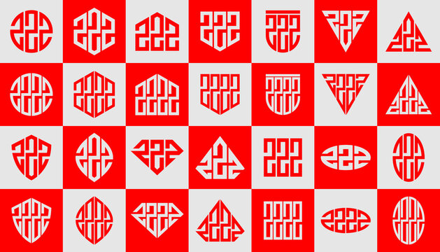Bundle of abstract line letter Z ZZZ ZZZZ logo, number 2 222 2222 design