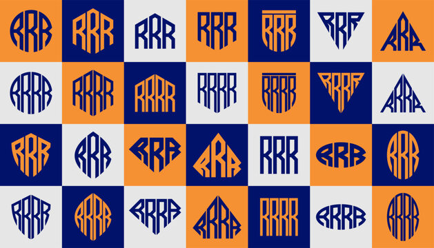 Collection of abstract line initial R RRR RRRR letter logo design