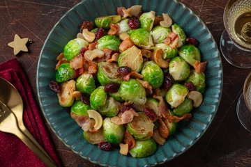 Fotobehang Christmas roasted brussels sprouts © anna_shepulova