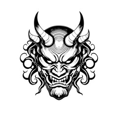 Infernal Samurai Spirit: Black Vector for Tattoo Mastery