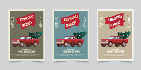 Merry Christmas Sale Flyer Template Poster Design, holiday covers. Xmas templates with typography and multicolor in modern minimalist style for web, social media and print design