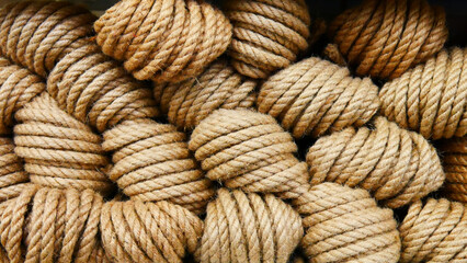 Many beautiful rope skeins close-up