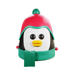 3d render pinguin head with shall