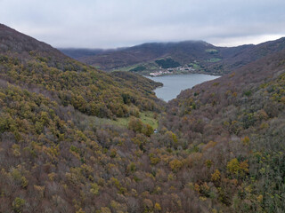 Eugi Reservoir in autumn. Esteribar Valley. Navarre