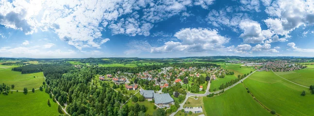 Foto op Canvas Blick von oben auf die Region um Isny-Neutrauchburg, 360 Grad Rundblick © ARochau