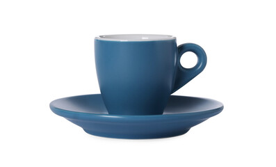 Ceramic cup and saucer isolated on white