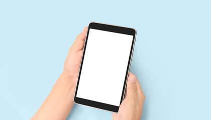 Hands holding  tablet touch computer gadget